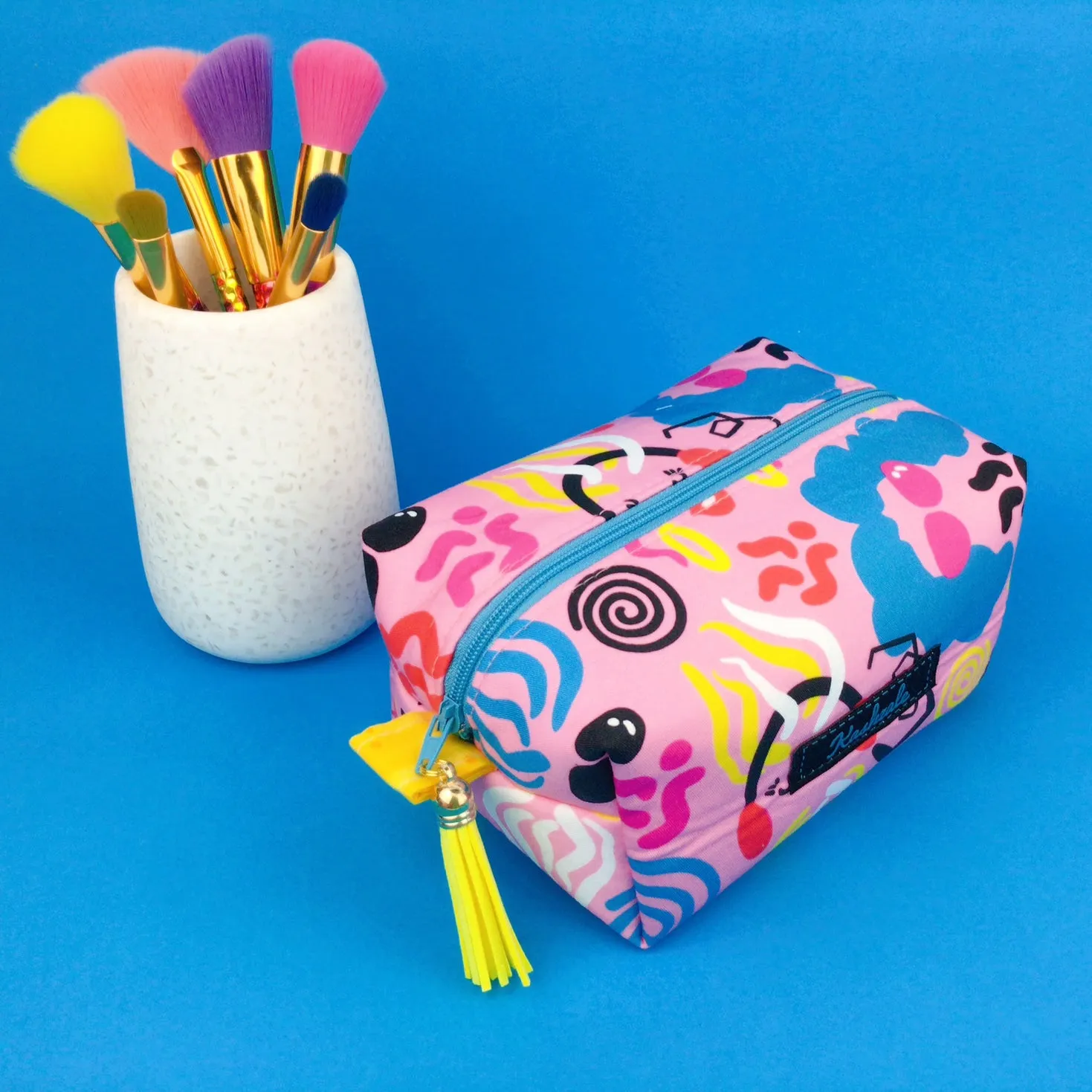 Through the Ages Medium Box Makeup Bag. Kasey Rainbow Design.