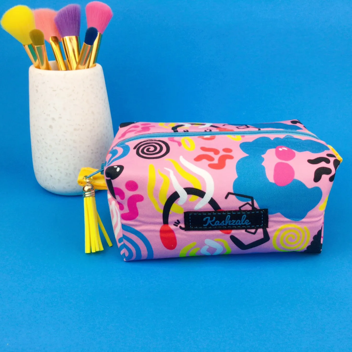 Through the Ages Medium Box Makeup Bag. Kasey Rainbow Design.