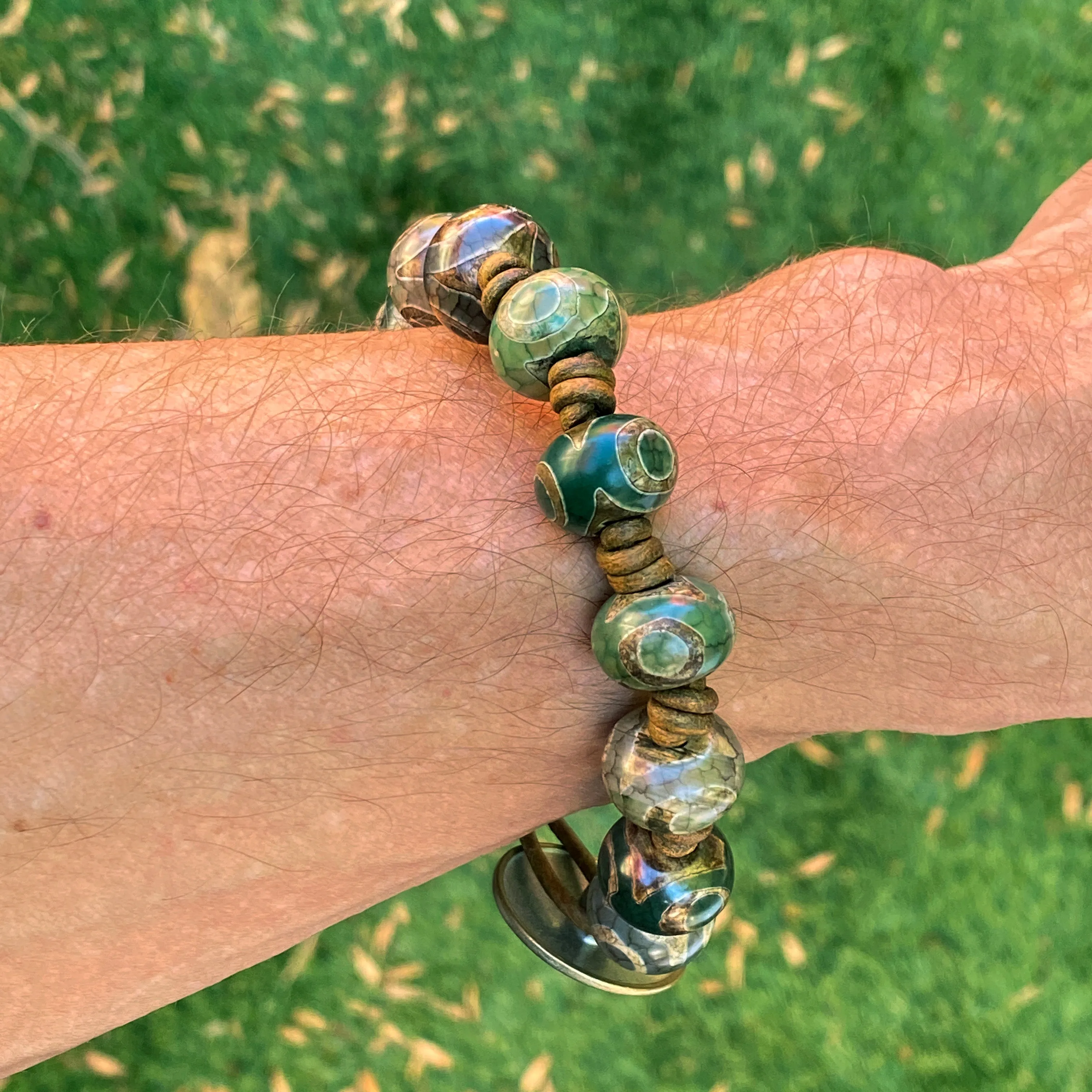 Tibetan Agate Leather Bracelet