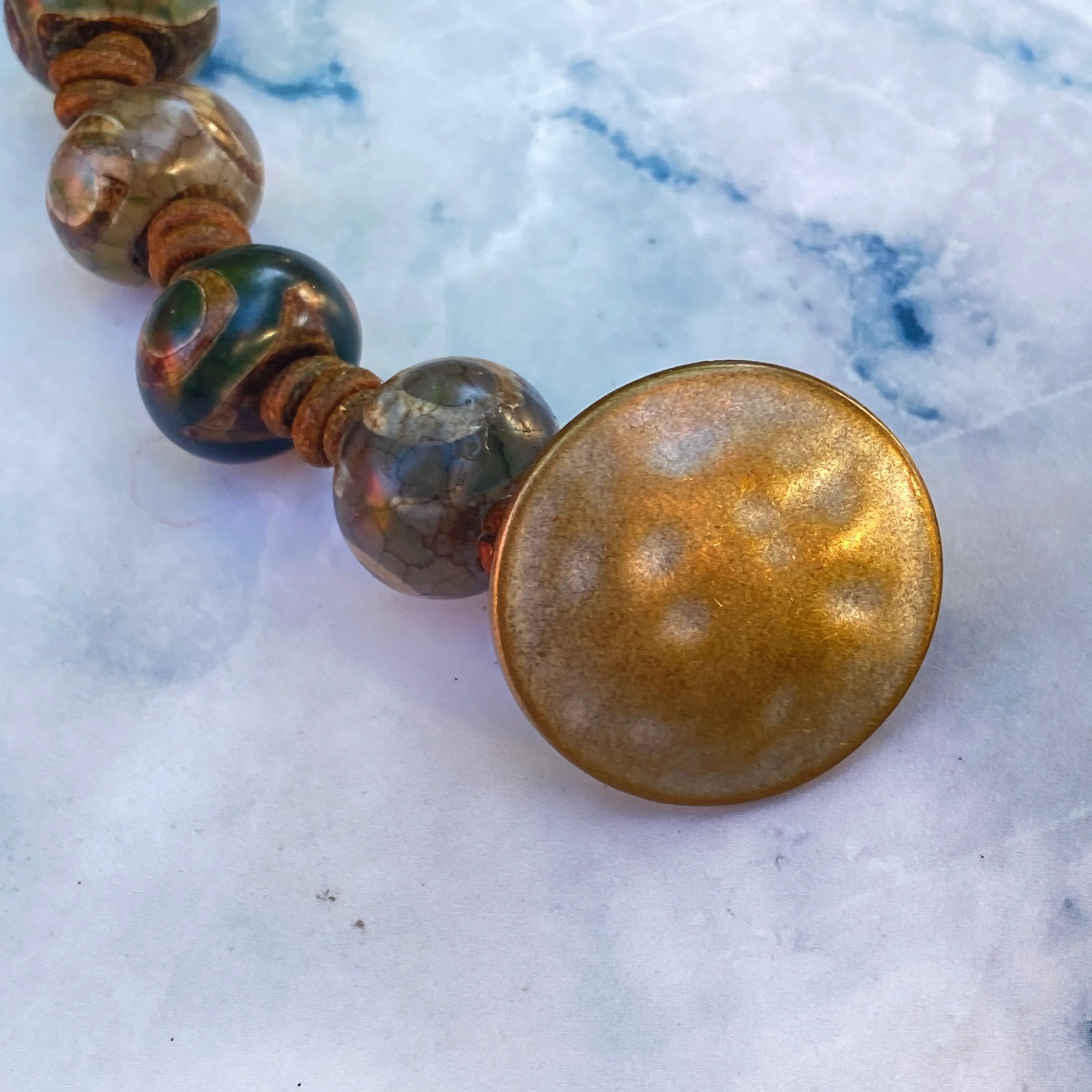 Tibetan Agate Leather Bracelet