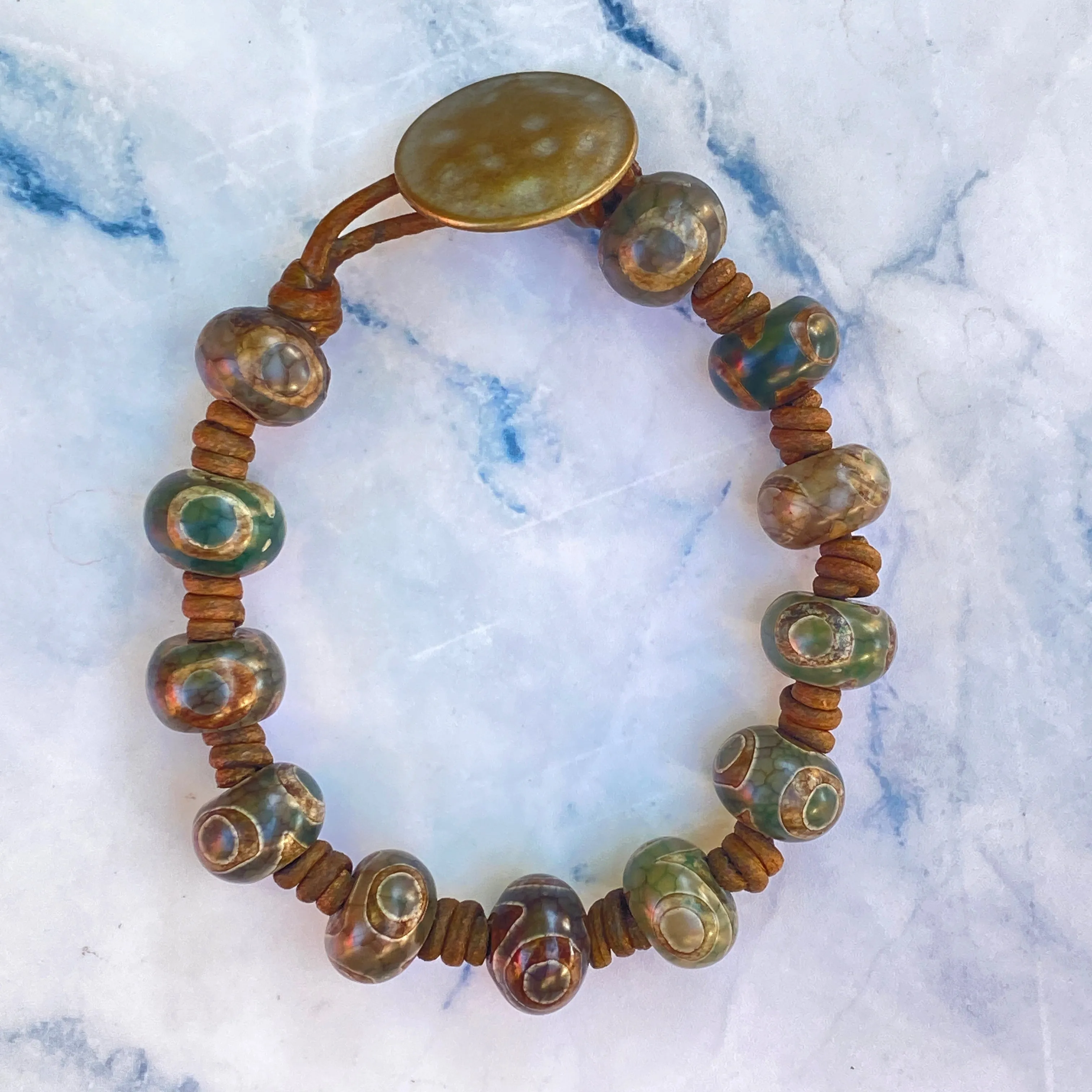 Tibetan Agate Leather Bracelet