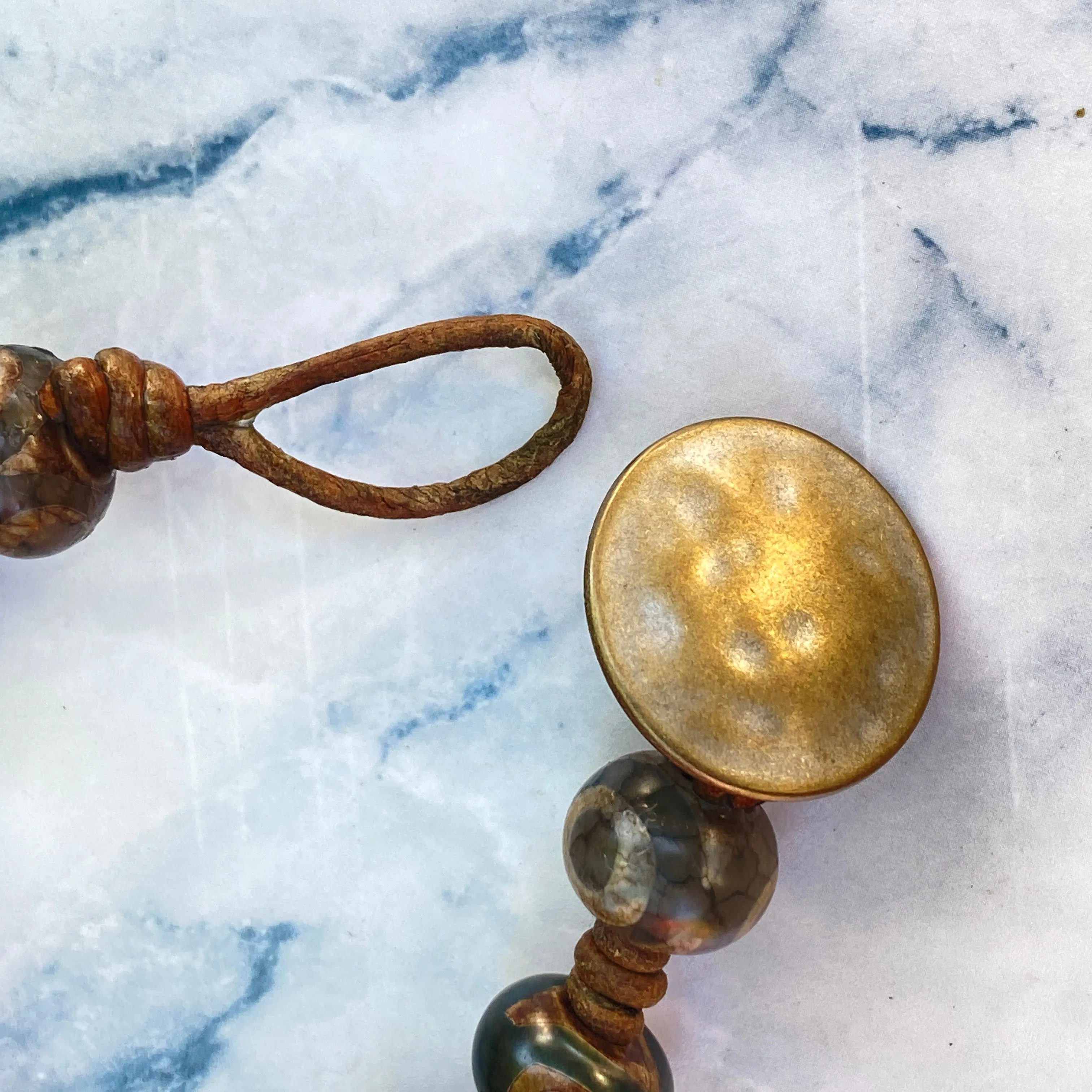 Tibetan Agate Leather Bracelet