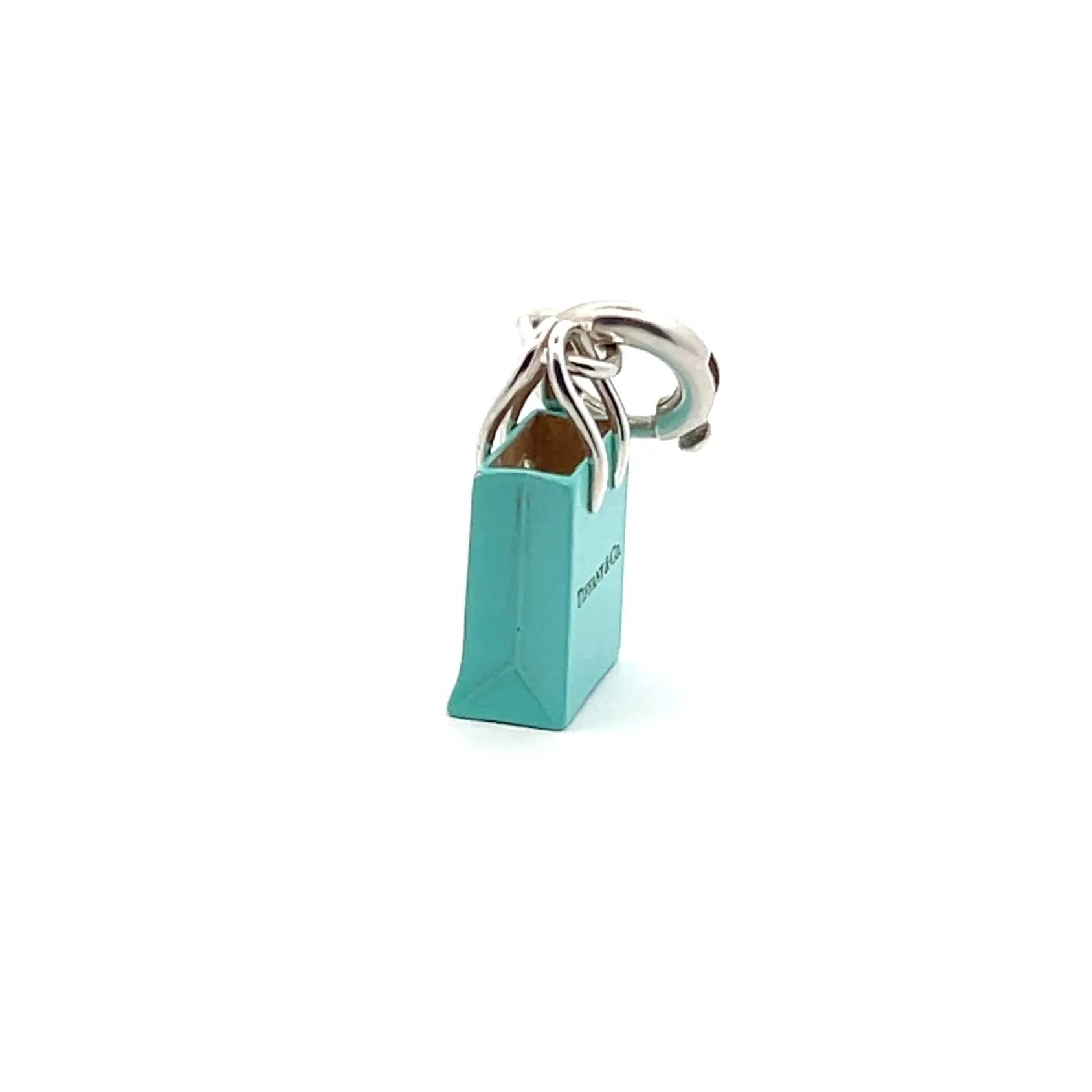 Tiffany & Co Blue Enamel Shopping Bag Charm Pendant