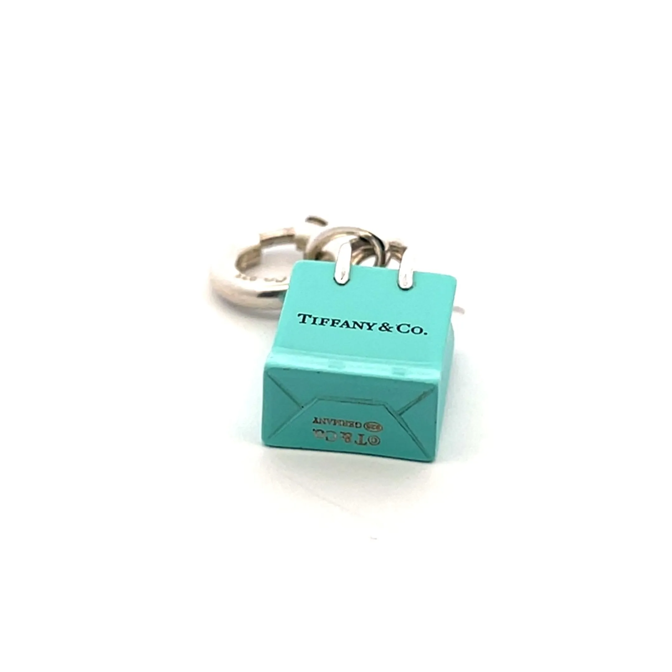 Tiffany & Co Blue Enamel Shopping Bag Charm Pendant