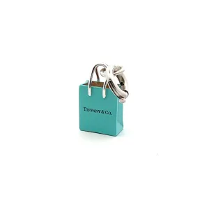 Tiffany & Co Blue Enamel Shopping Bag Charm Pendant