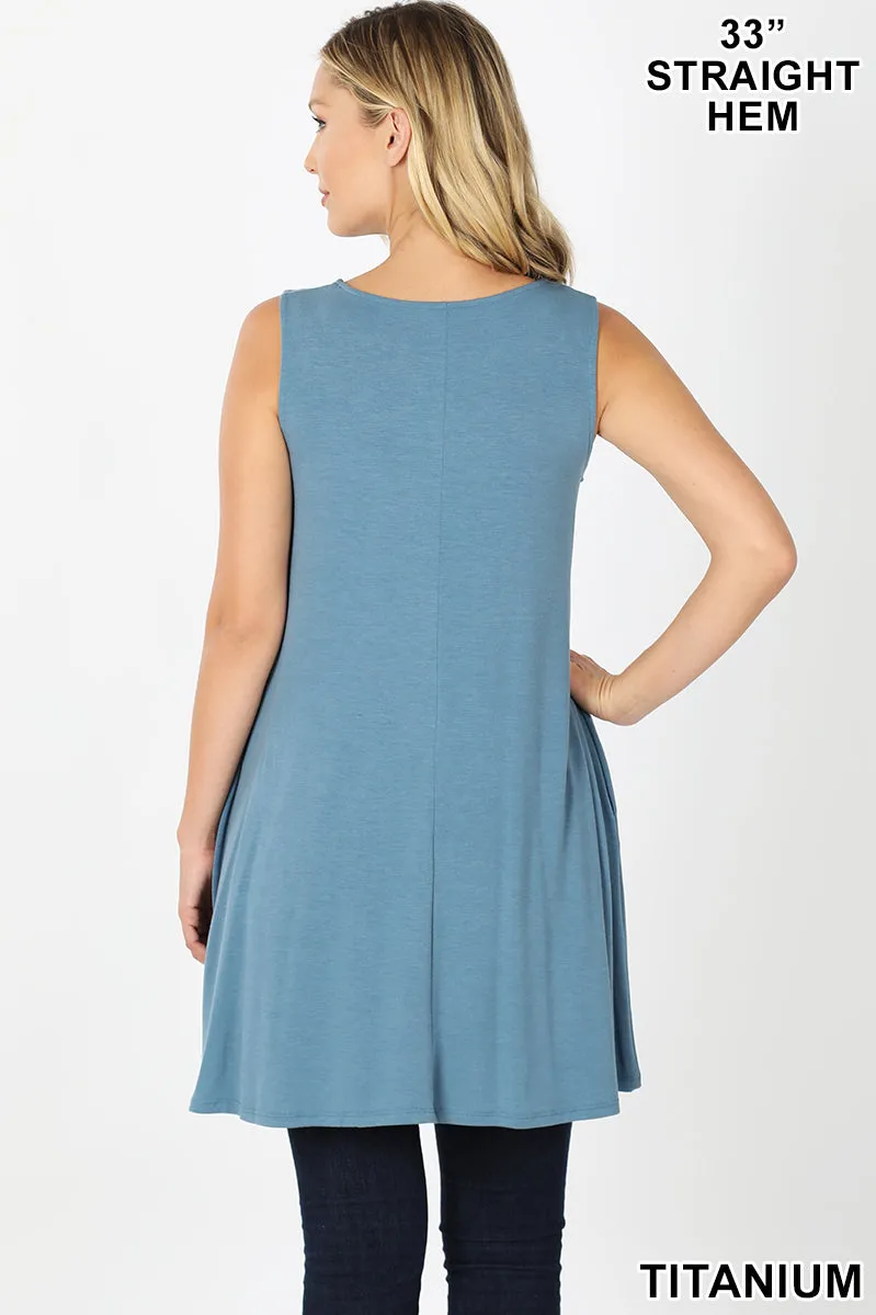 Titanium Blue Sleeveless Flair Top