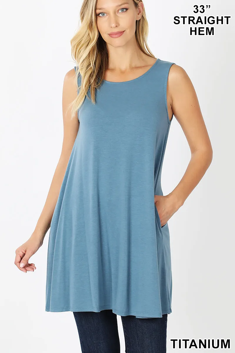 Titanium Blue Sleeveless Flair Top