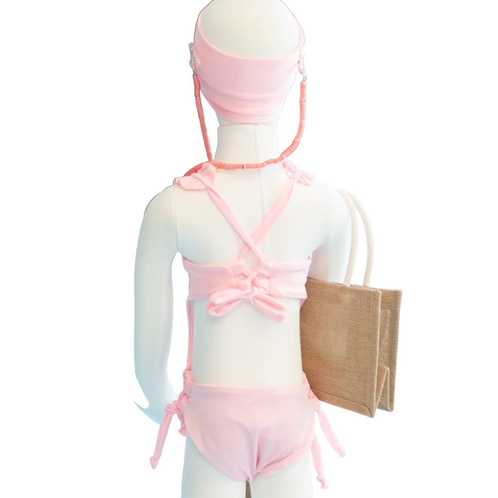 Toddler- Pink Shimmer Butterfly One Piece/Turban