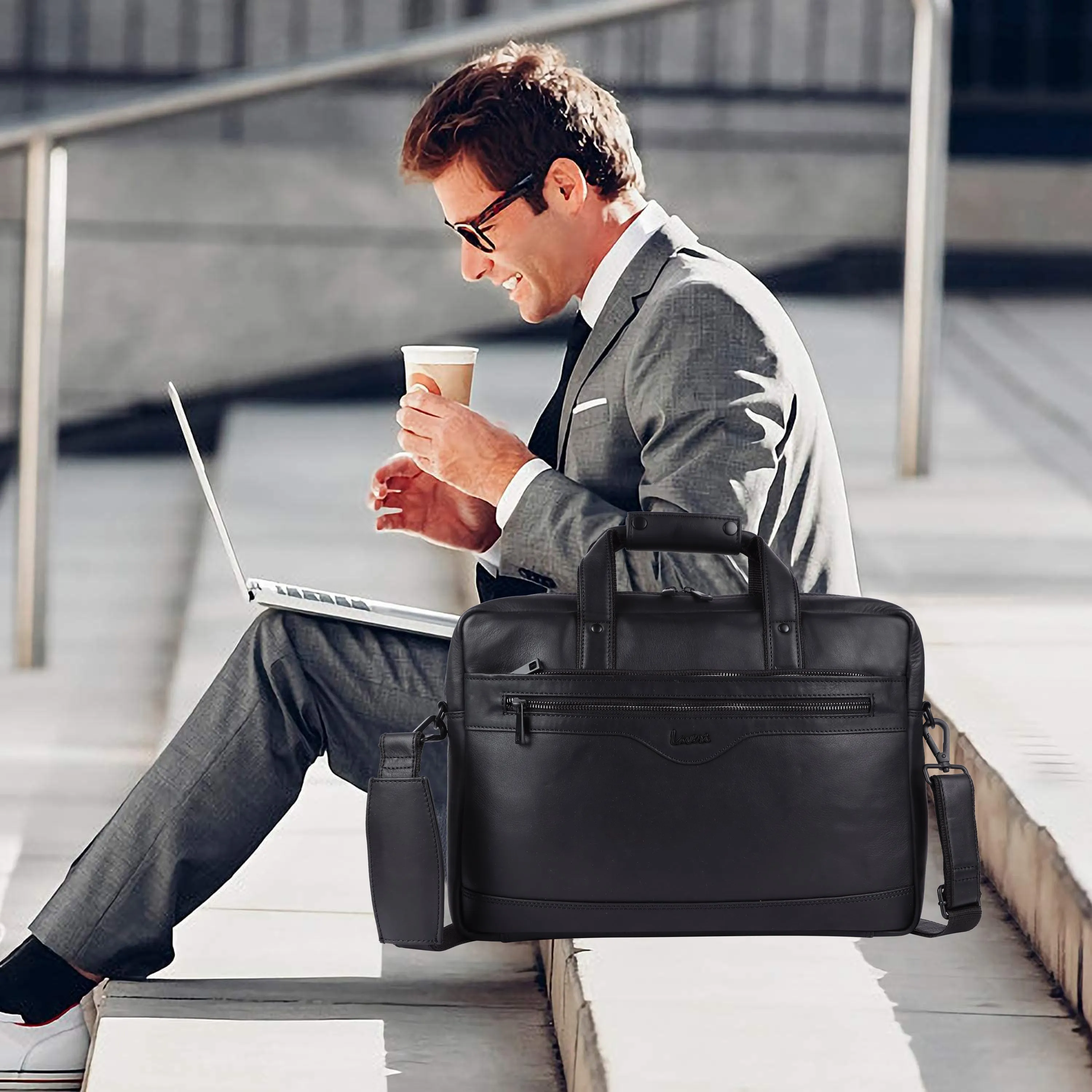 Trailblazer Premium Leather Laptop Bag # 2815