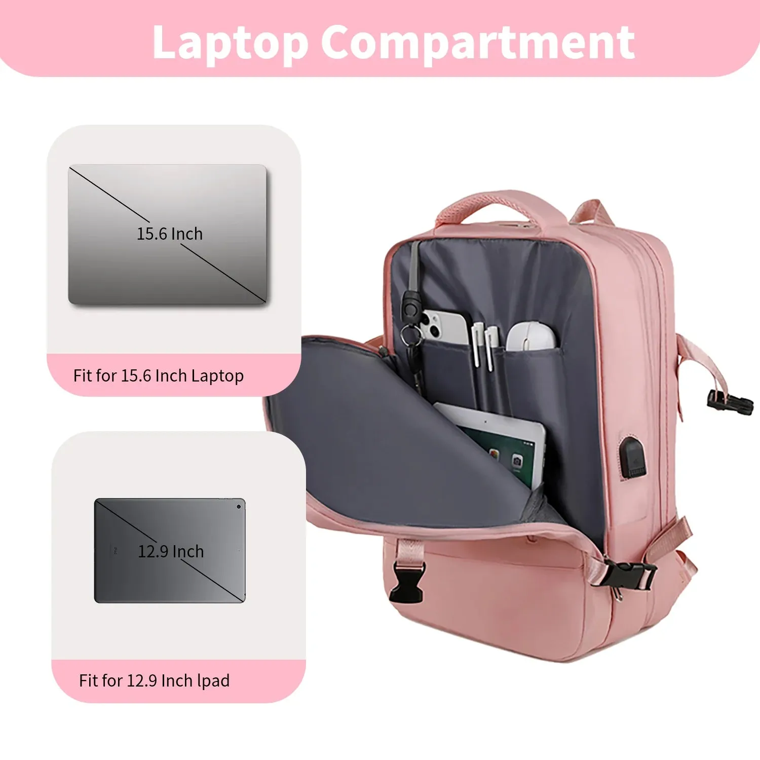 Travel Backpack for Women Man Large Capacity Carry On Luggage Travel Bag with USB Charging Port