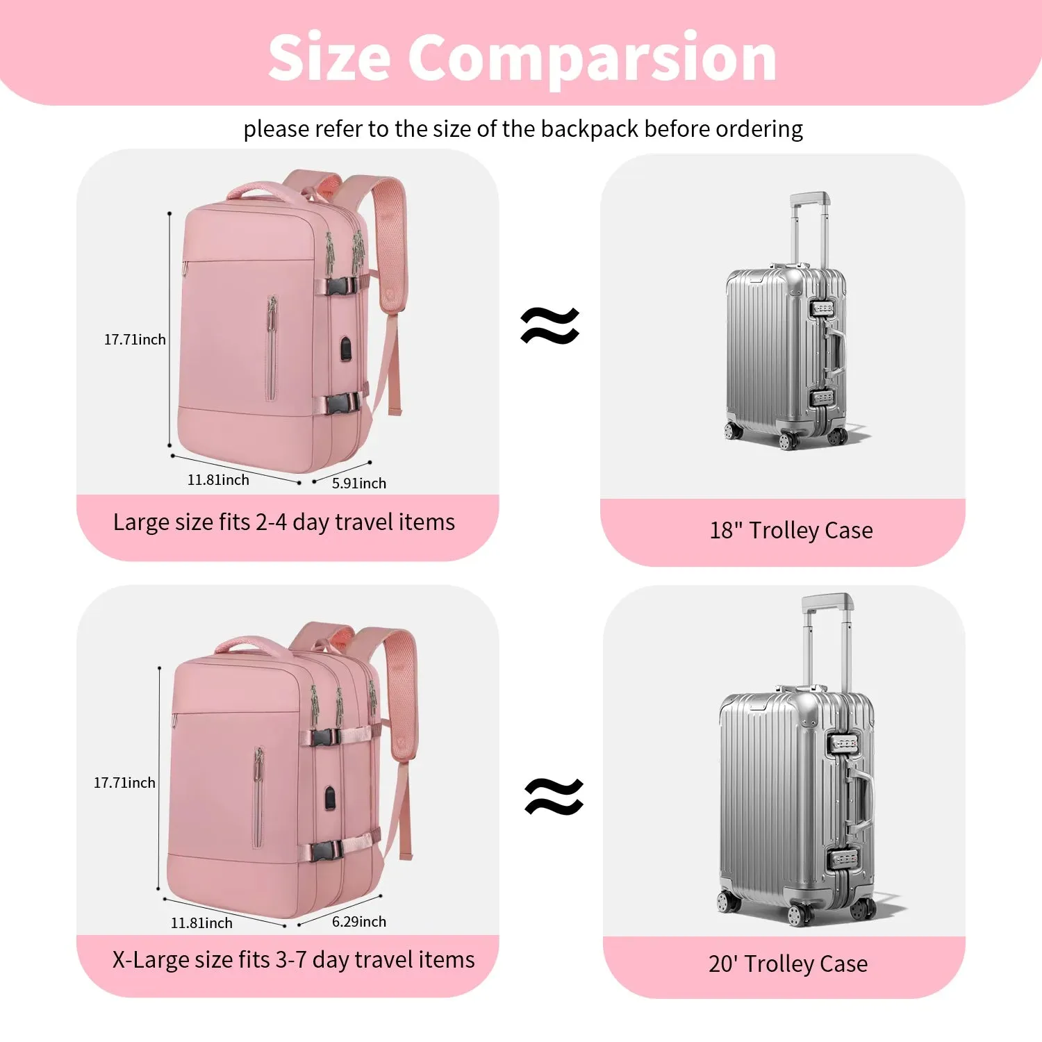 Travel Backpack for Women Man Large Capacity Carry On Luggage Travel Bag with USB Charging Port