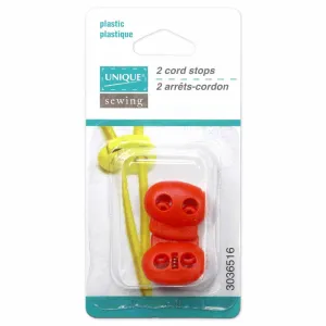 Two Hole Plastic Cord Stops - Red - 2 pcs