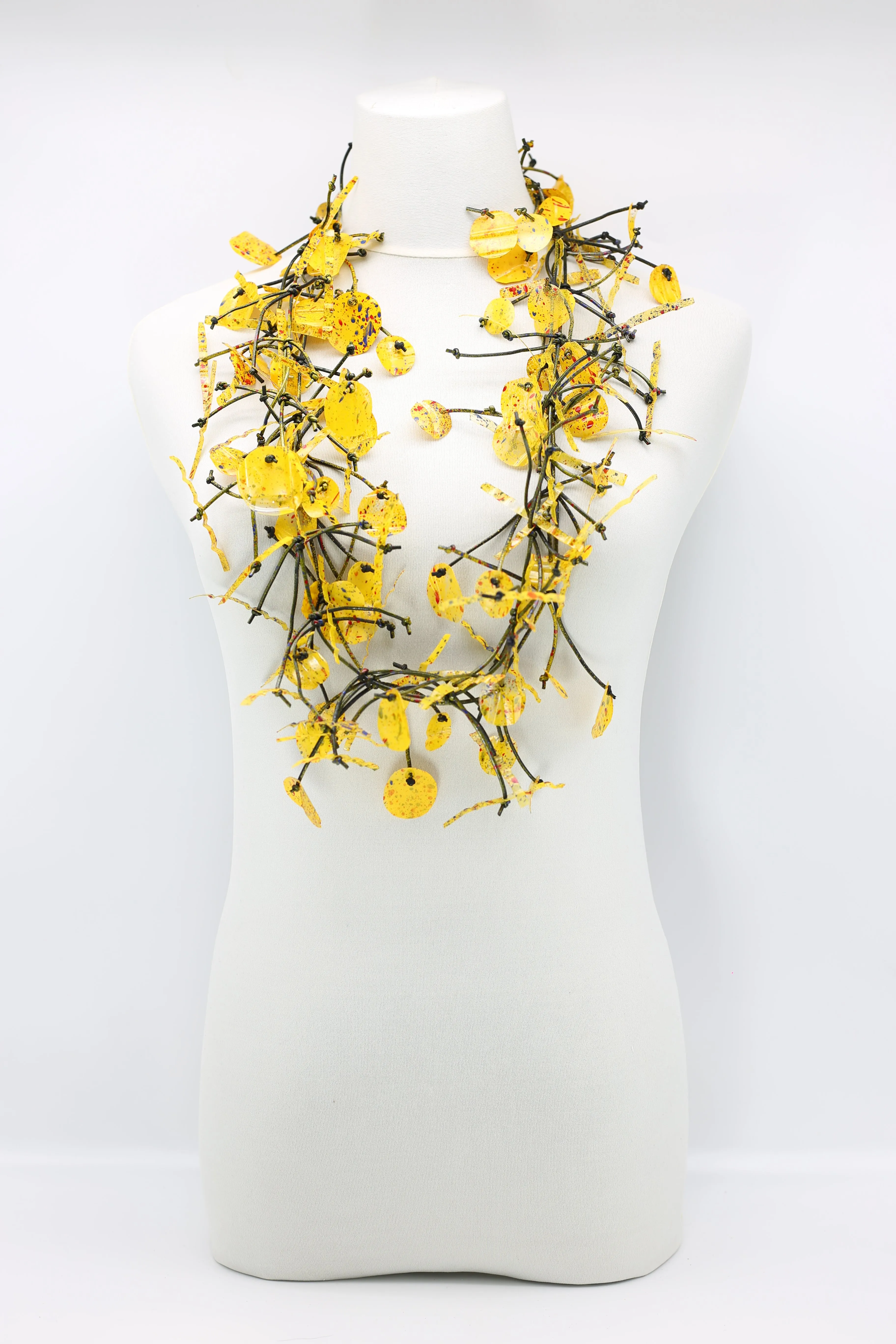 Upcycled plastic bottles - Aqua Water Lily Leaf Necklaces -Duo - Hand-gilded - Long