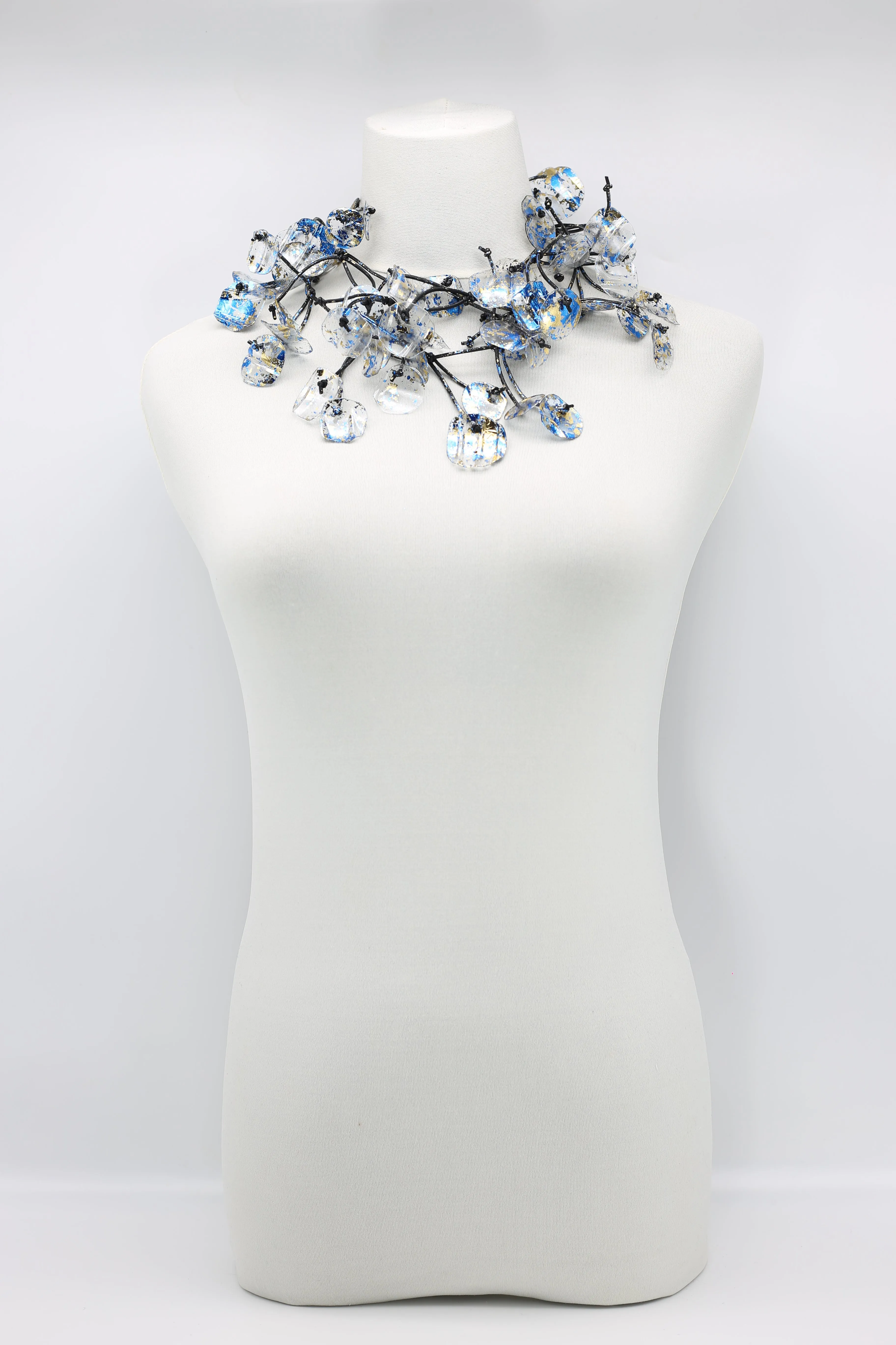 Upcycled plastic bottles - Aqua Water Lily Leaf Necklaces -Duo - Hand-gilded - Long