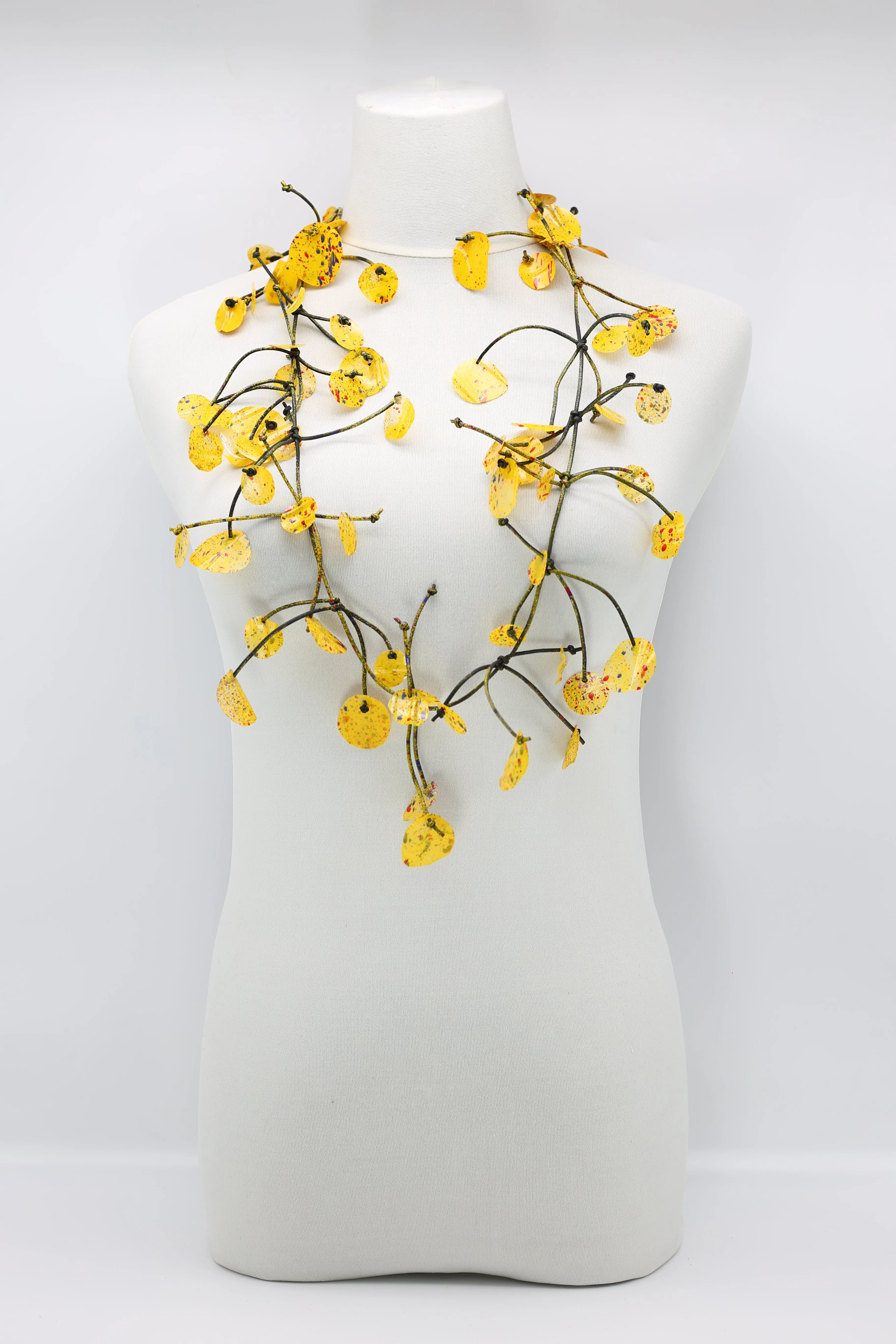 Upcycled plastic bottles - Aqua Water Lily Leaf Necklaces -Duo - Hand-gilded - Long