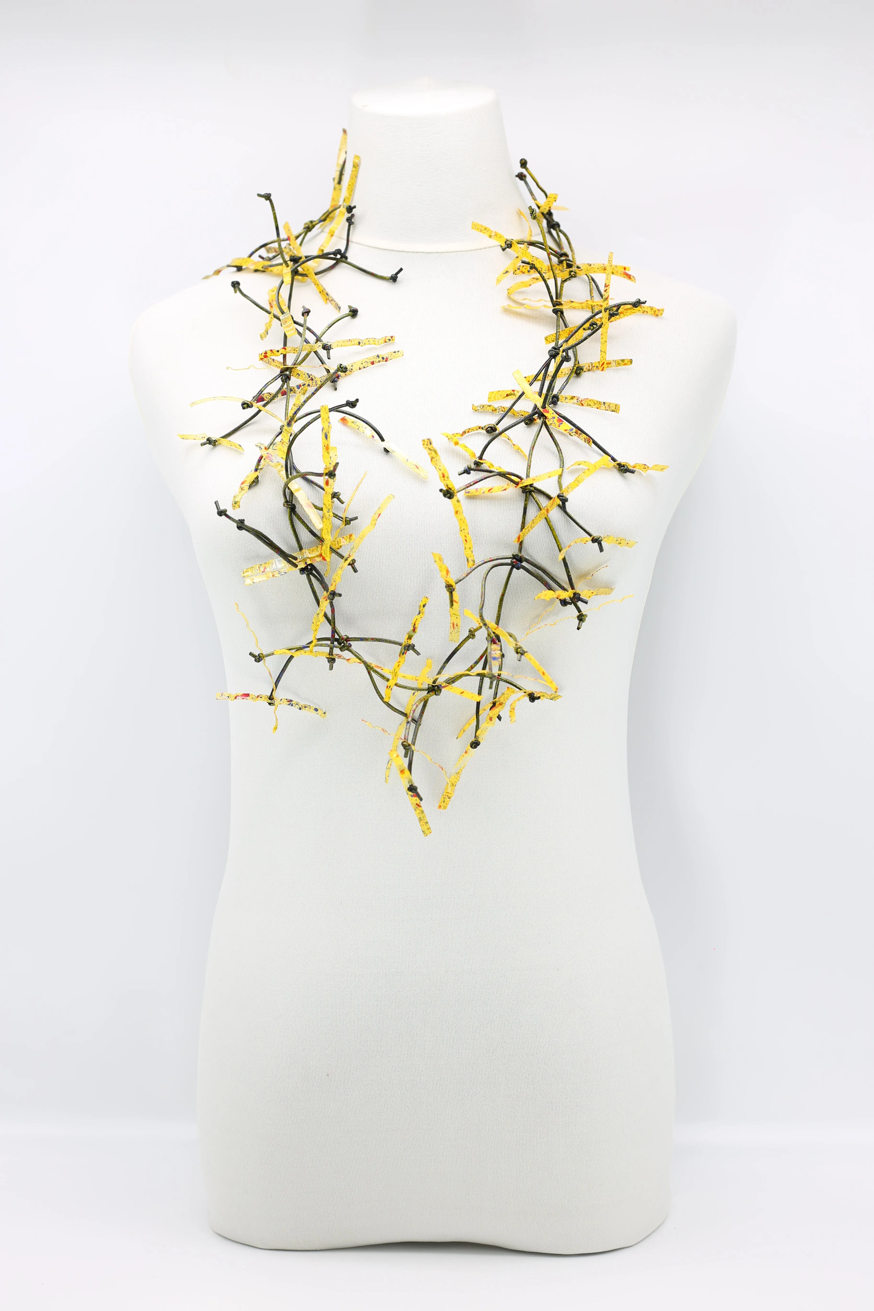 Upcycled plastic bottles - Aqua Water Lily Leaf Necklaces -Duo - Hand-gilded - Long