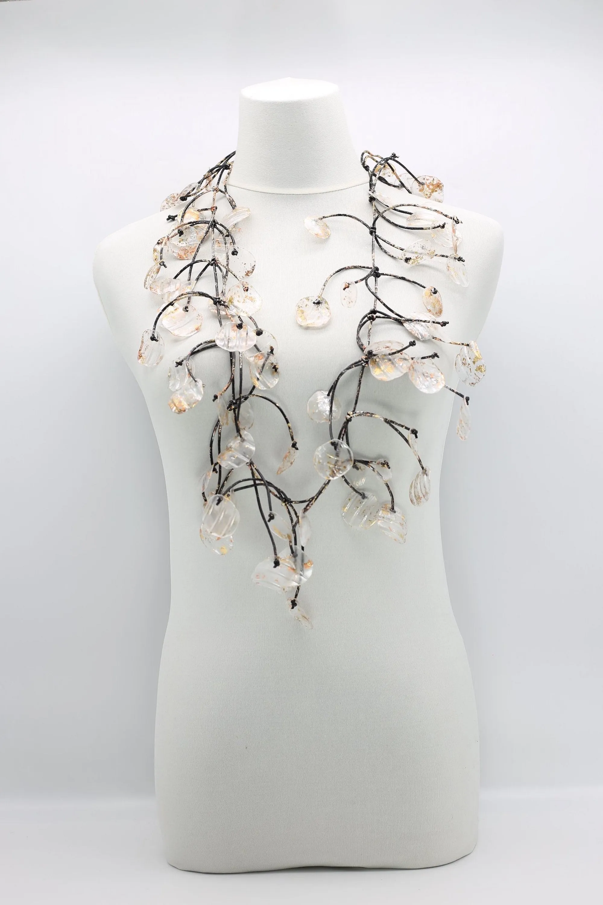 Upcycled plastic bottles - Aqua Water Lily Leaf Necklaces -Duo - Hand-gilded - Long