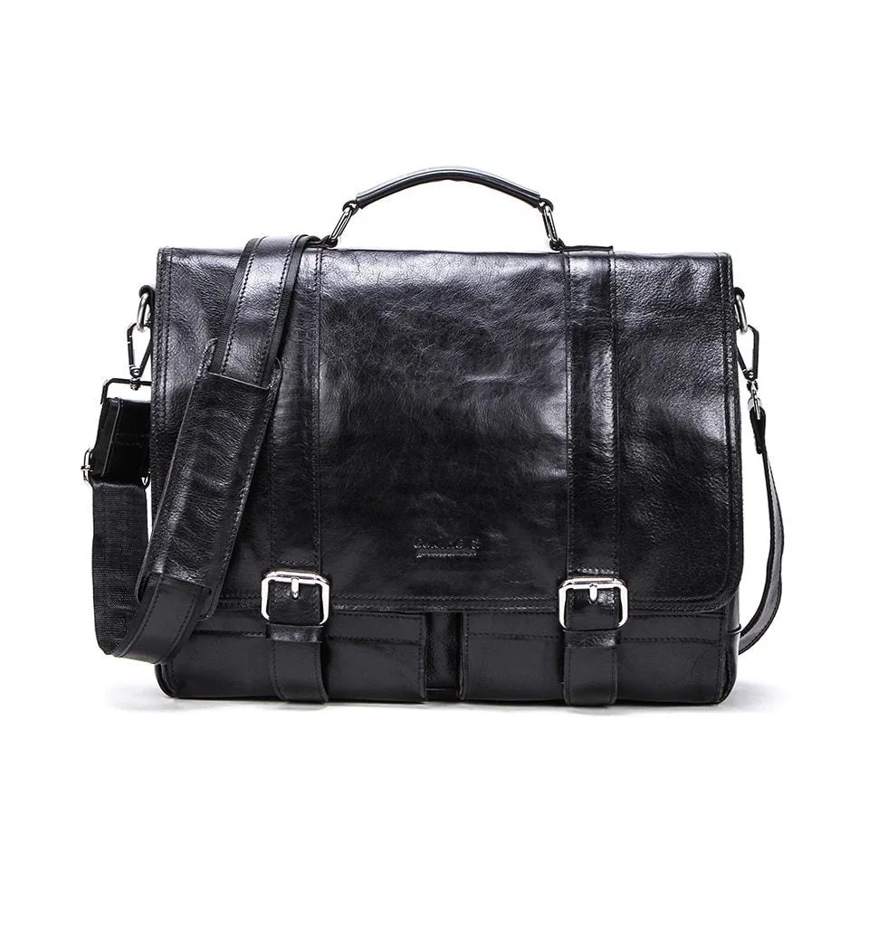 Vintage Saddle Stitch Leather Messenger Bag Computer Bag Shoulder Bag