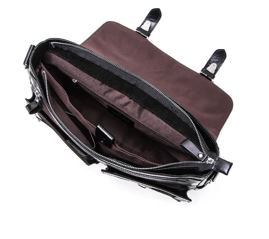 Vintage Saddle Stitch Leather Messenger Bag Computer Bag Shoulder Bag