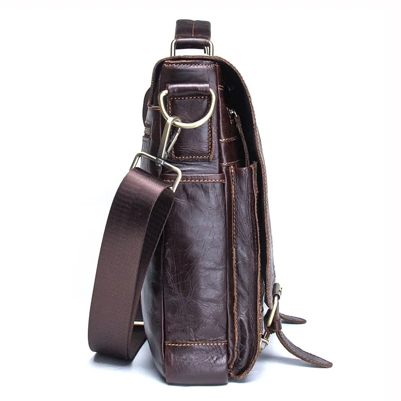 Vintage Saddle Stitch Leather Messenger Bag Computer Bag Shoulder Bag