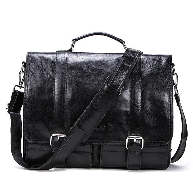 Vintage Saddle Stitch Leather Messenger Bag Computer Bag Shoulder Bag