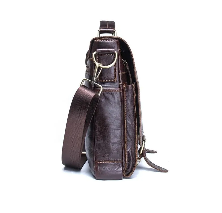 Vintage Saddle Stitch Leather Messenger Bag Computer Bag Shoulder Bag