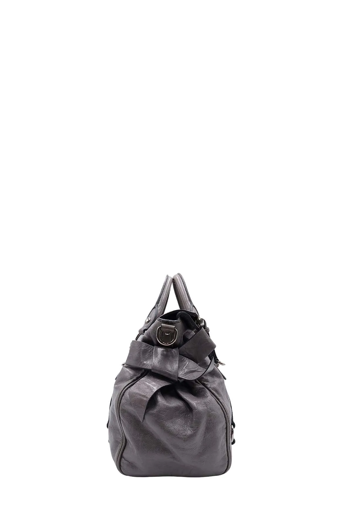Vitello Lux Bow Satchel Grey