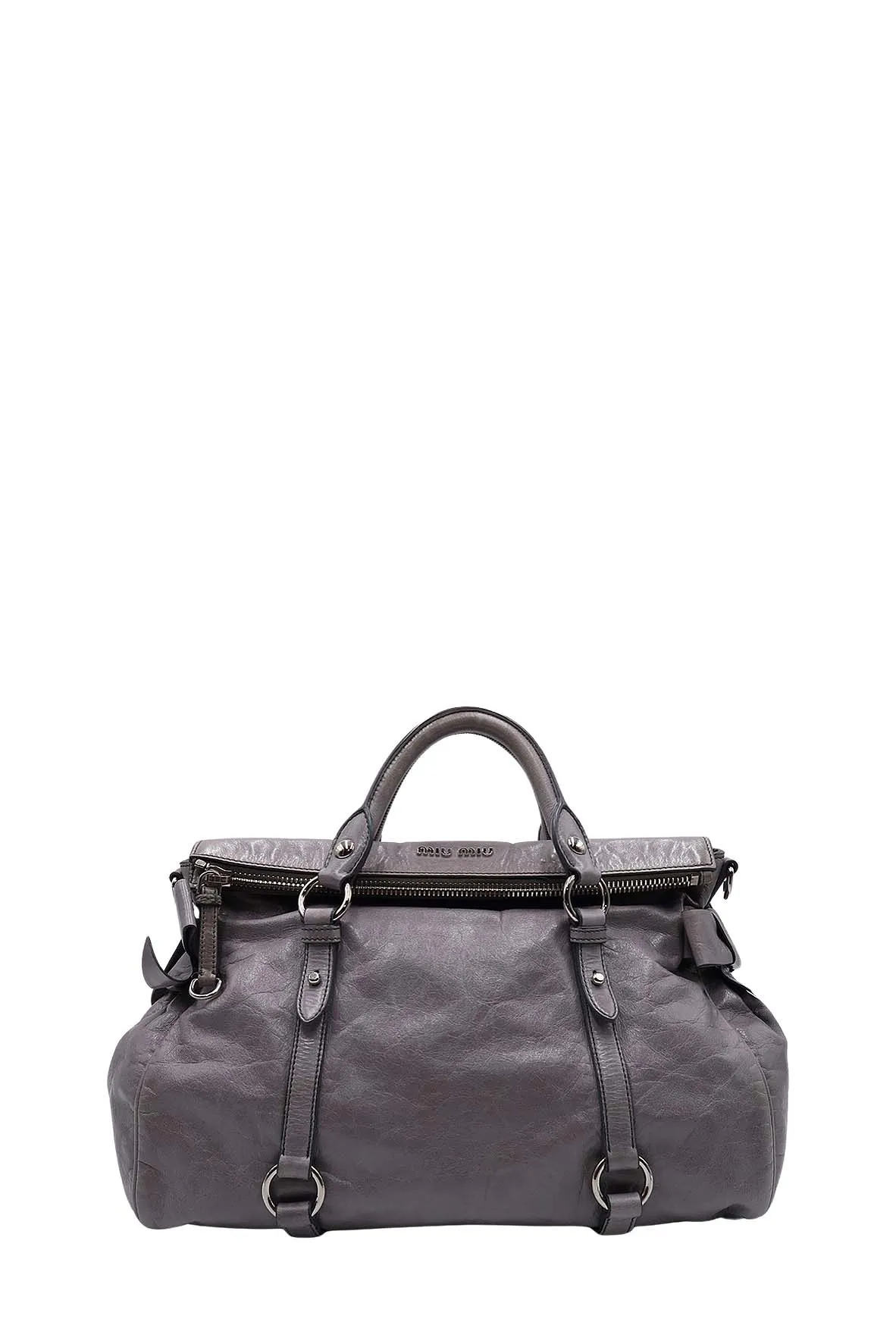 Vitello Lux Bow Satchel Grey