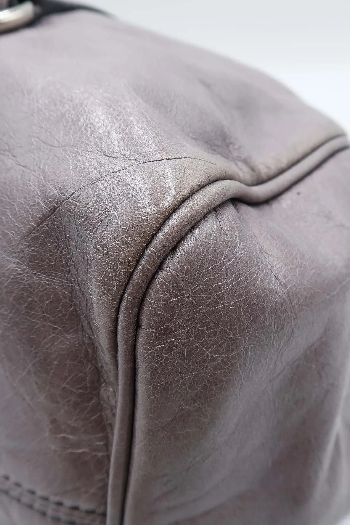 Vitello Lux Bow Satchel Grey