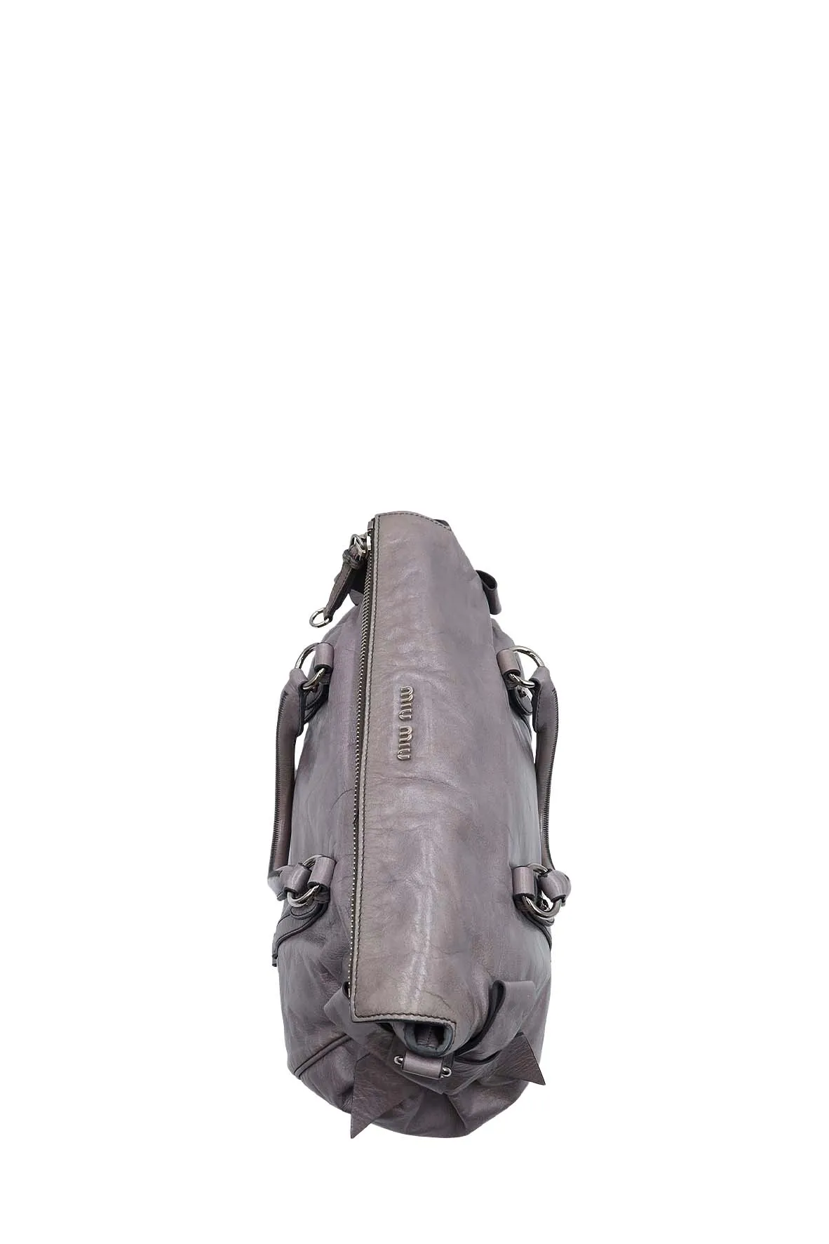 Vitello Lux Bow Satchel Grey