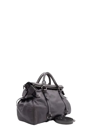 Vitello Lux Bow Satchel Grey