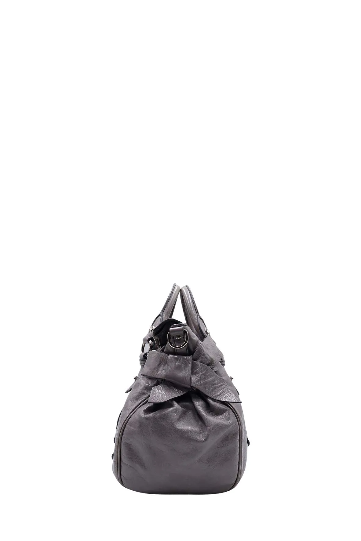 Vitello Lux Bow Satchel Grey