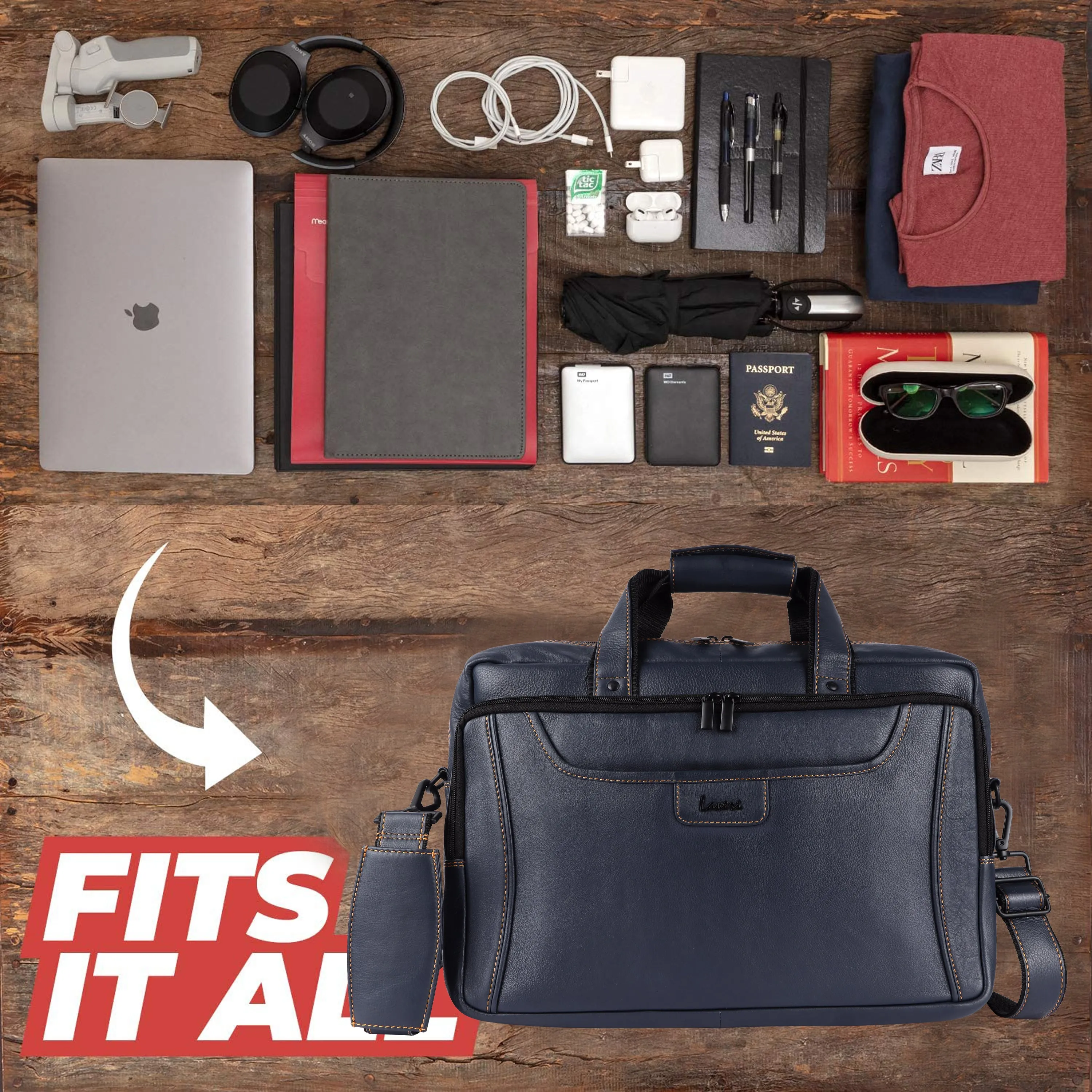 Voyager Leather Laptop Bag Premium #2818