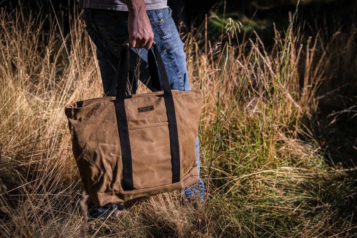 Waxed Canvas Large Zipper Tote