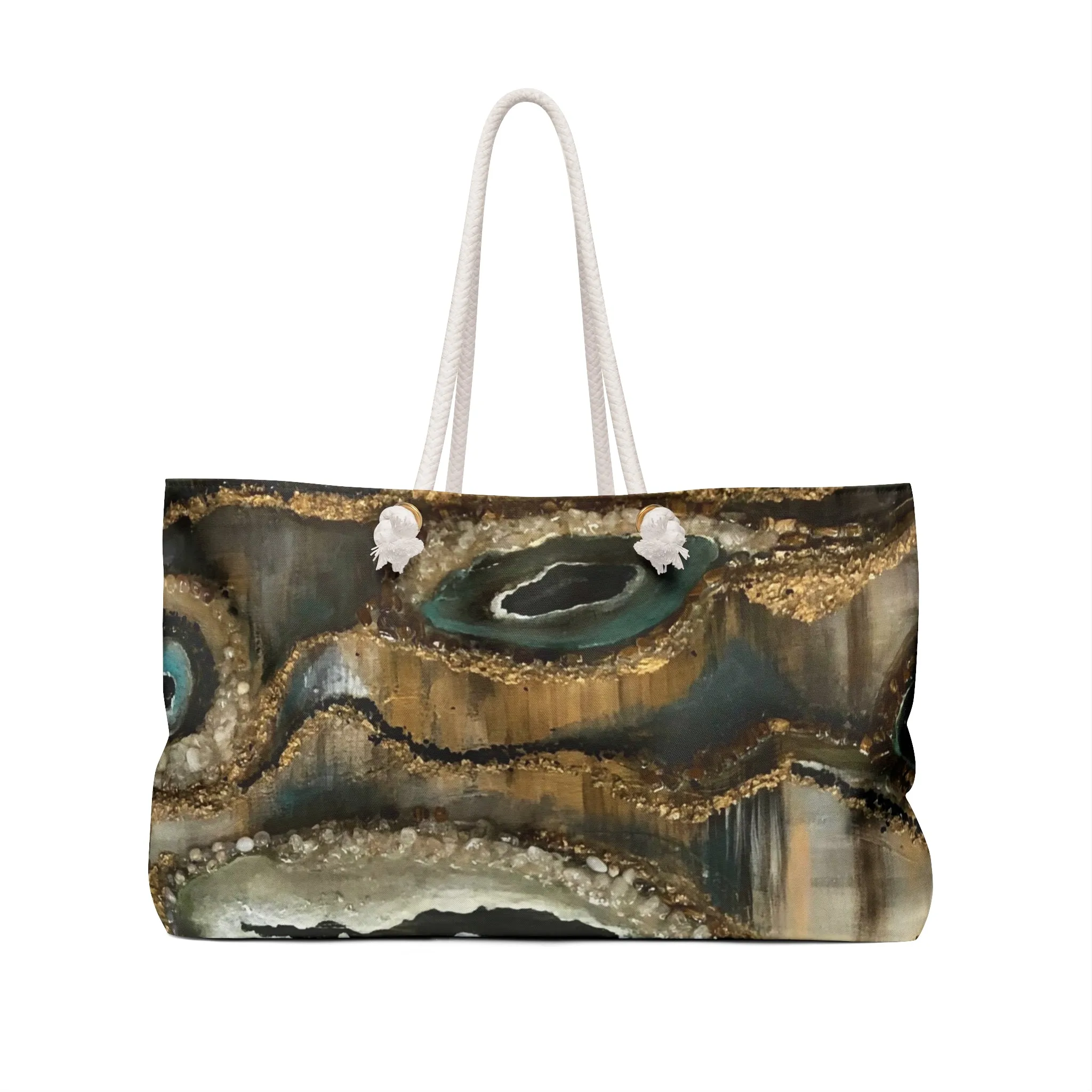 Weekender Bag,  Abstract Earth Tones Creek Bed Design, Life on the Bayou Collection