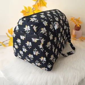 Weekender Travel Bag Black and yellow Flower Design