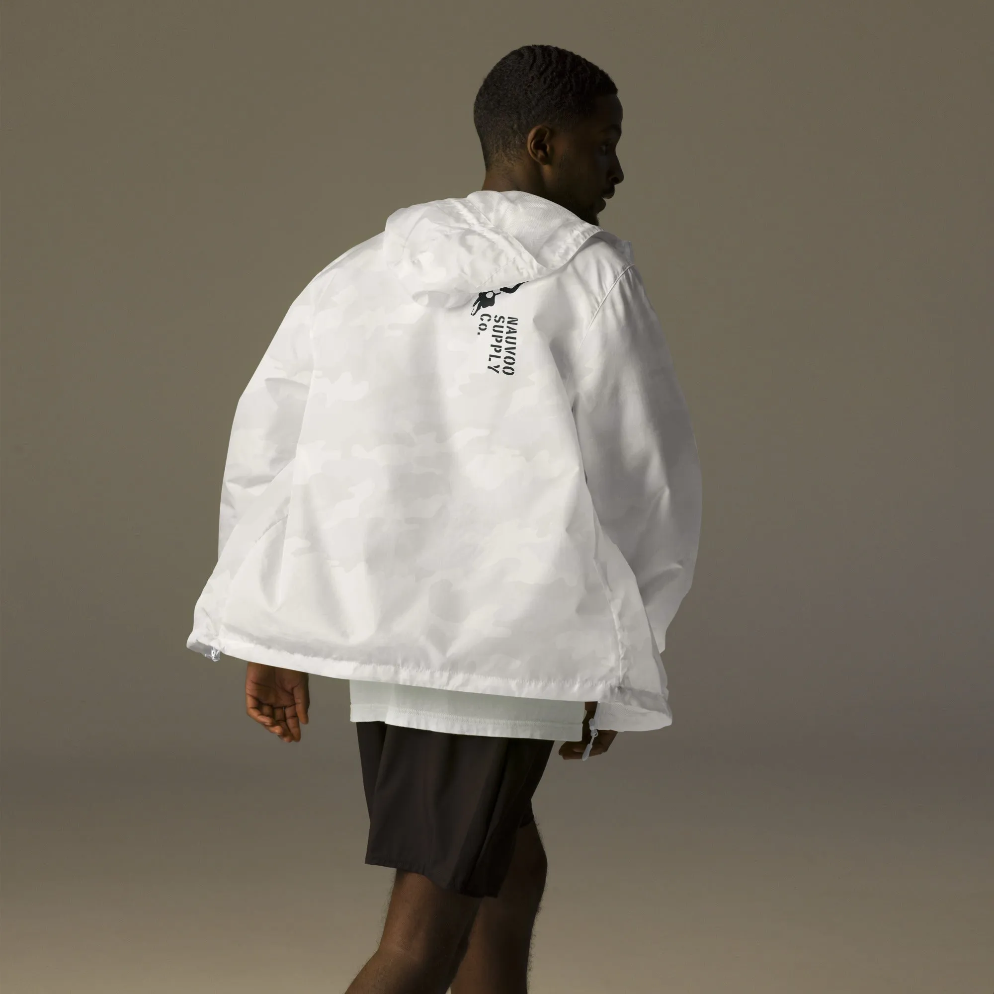 White Camo Ox Skull Windbreaker