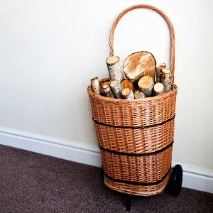 Wicker Trolley Baskets on Wheels with handle