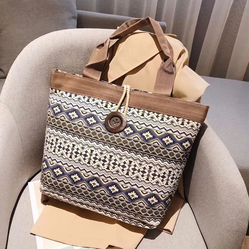 Women Canvas Bags Casual Large Daily Shoulder Tote Shopper Handbag Simple Hobo Bags 1Pcs