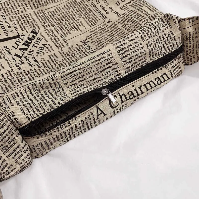 Women Canvas Bags Travel Casual Large Daily Shoulder Tote Shopper Handbag Simple English Newspaper Sense