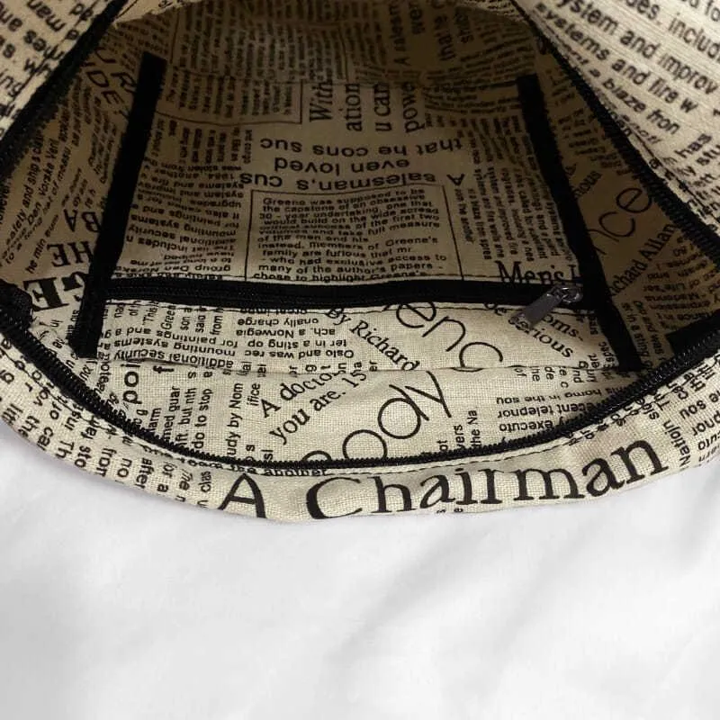 Women Canvas Bags Travel Casual Large Daily Shoulder Tote Shopper Handbag Simple English Newspaper Sense