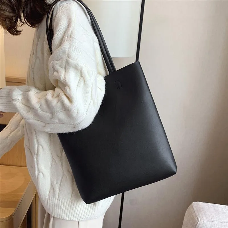 Women Shoulder Bags Casual Handbag Portable PU Leather Large Capacity Soft Surface