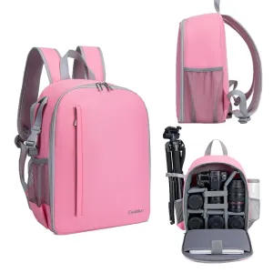 Women's Camera & Lens Backpack, DSLR Camera Backpack, Pink, 14 inches